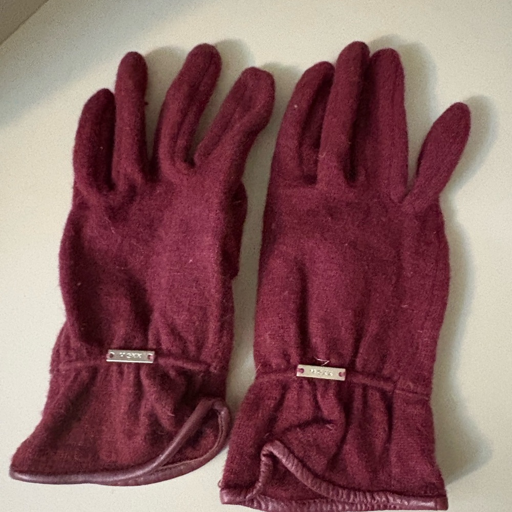 Mexx Burgundy Wool Gloves, One Size